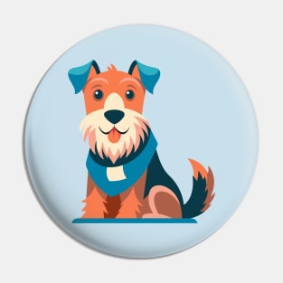 Cute Airedale Terrier Cartoon Pin