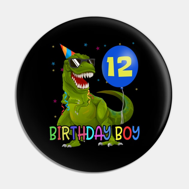 12 Yrs Boy Shirt T-Rex Dino Boy 12th birthday Party Pin by ELFEINHALB