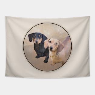 Smooth Dachshund Painting - Cute Original Dog Art Tapestry