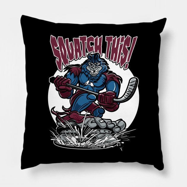 Squatch This Bigfoot Hockey Player Mascot Pillow by eShirtLabs