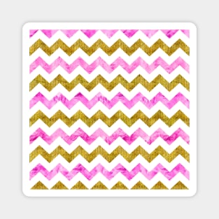 Girly Pink Gold Chevron Magnet