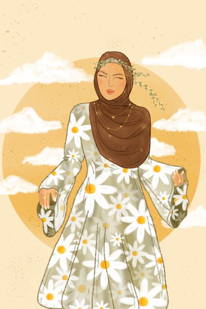 Hijabi Daisy Girl Kids T-Shirt by SanMade