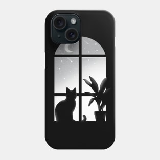 Cat window - Kitty looking stars - infinite night - beautiful moon Phone Case