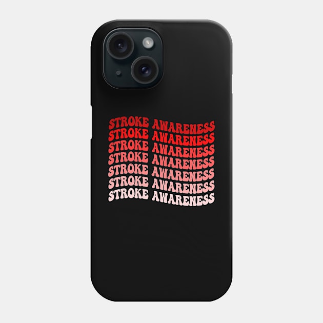 Funny Red Ribbon Brain Attack Awareness Stroke Awareness T-shirt Phone Case by drag is art