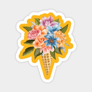 Flowers in an ice cream cone Magnet