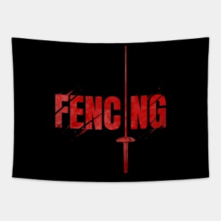 Red Logo with Foil - The Logo for Fencing Tapestry