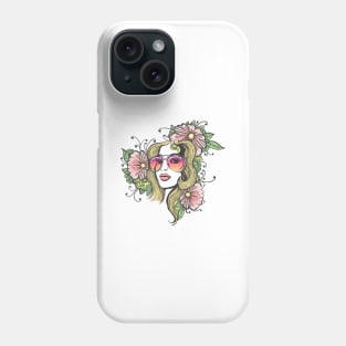 Hand Drawn Girl Face with Flowers Phone Case