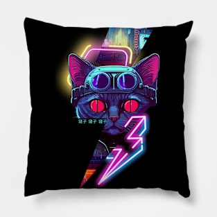 Neon Feline Pillow