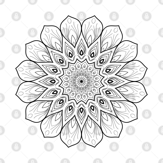 Intricate Pattern Mandala Black on White by grafi_doodles