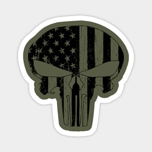 Black American Flag Skull Magnet