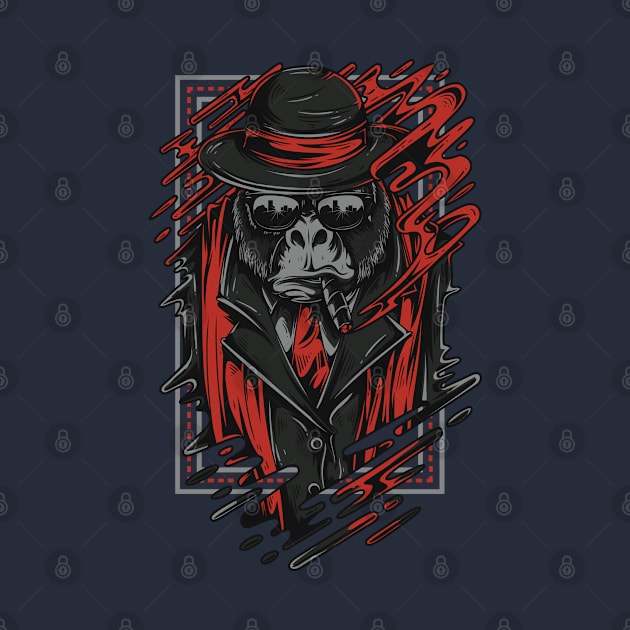 Funny gorilla gangster by Teefold