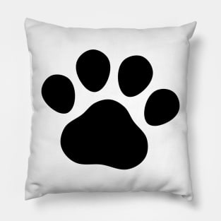 Black paw print drawing Pillow