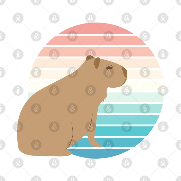 Capybara watching sunset, retro design by F-for-Fab