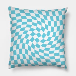 Twisted Checkerboard - Blue and White Pillow