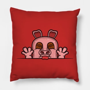 Pig Cartoon With Taunt Face Expression Pillow