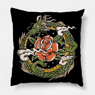 dragon defend rose Pillow