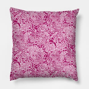 Hot Pink Brushed Flowers Pillow