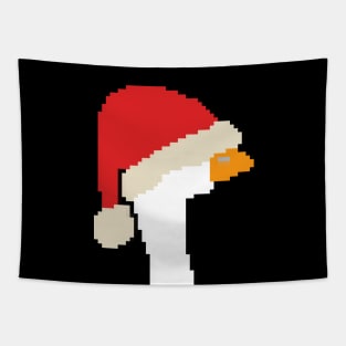 Pixelart Christmas Goose in Santa Hat Tapestry