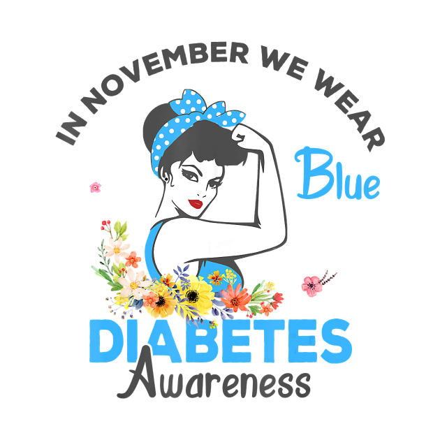 Disover Diabetes awareness November We Wear Blue Ribbon Diabetes Gift - Diabetes Awareness - T-Shirt