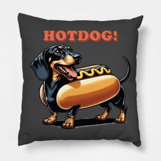 Wiener Dog Hotdog | Long Dachshund Black & Tan Dog in Bun Suit | Sausage Dog Pillow