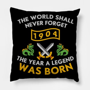 1904 The Year A Legend Was Born Dragons and Swords Design (Light) Pillow