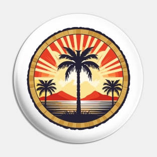 graphic background, Sunset on the banks of the river in the midst of palm trees Pin