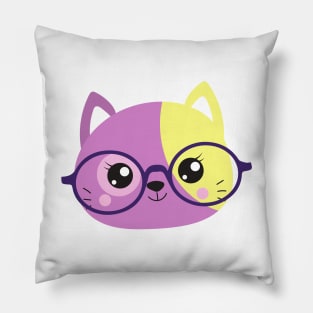 Hipster Cat, Cat With Glasses, Kitten, Little Cat Pillow