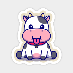 Cute Baby Cow Sitting Cartoon Magnet