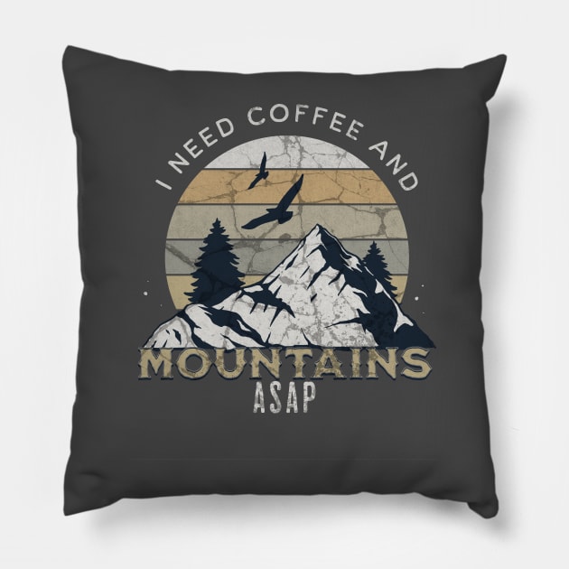 Mountains And Coffee Pillow by Farm Road Mercantile 