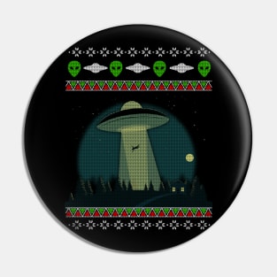 UFO Alien Abduction Ugly Christmas Sweater Pin