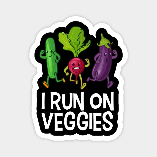 I Run On Veggies Vegan Vegetarian Gift Magnet by Delightful Designs