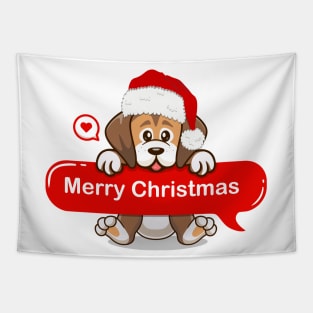 Merry Christmas Cute Dog Tapestry