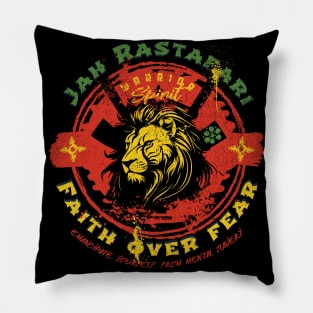 Jah Rastafari Faith over Fear Samurai Pillow