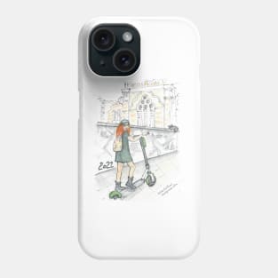 Girl on a scooter Phone Case