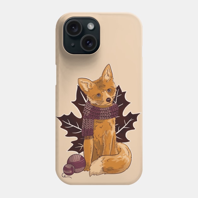 Fall Knitting Fox Phone Case by polliadesign