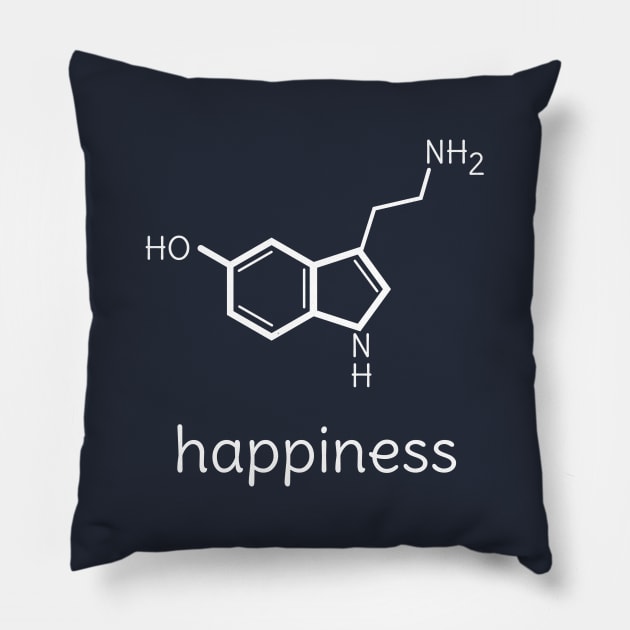 Funny Happiness Serotonin Molecule Chemistry T-Shirt Pillow by happinessinatee