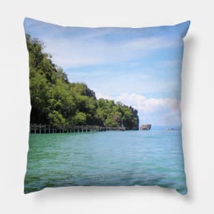 Pier over crystal clear water Pillow