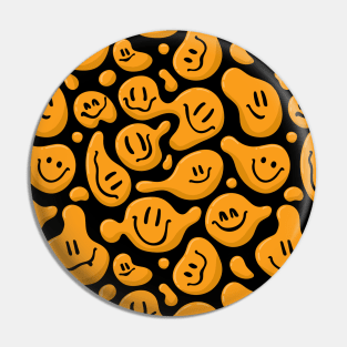 Orange Liquid Smiley Faces Pin