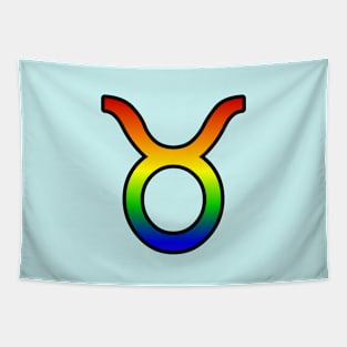 Taurus Rainbow Pride Symbol Tapestry