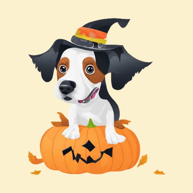 A cute dog in pumpkin celebrating Halloween by halazidan