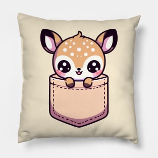 Kawaii Baby Deer in Pocket Cute Peeking Deer Pillow