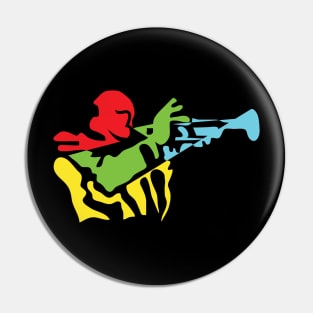 The Trumpet Player Abstract Modern Concept Pin