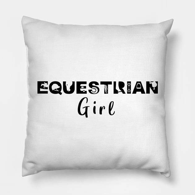 Equestrian Girl (Black) Pillow by illucalliart