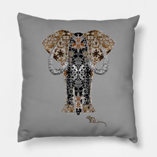 Elephant and Mouse (Silver Leaf) Pillow