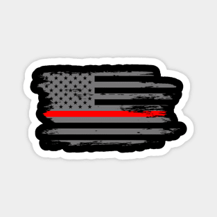 Thin Red Line Fireman Fire Rescue American Flag Magnet