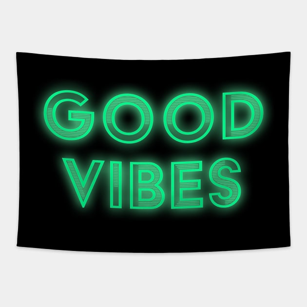 Good Vibes Neon Sign Tapestry by obillwon