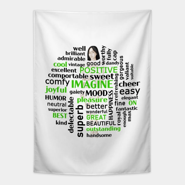 Illustration with Watchwords – Positive Words Tapestry by XCOLLECTION