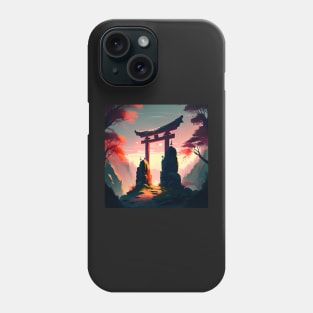 Orange Leaves and Japanese Torii Phone Case