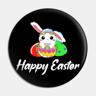 Happy Easter , Easter Egg With Bunny Pin