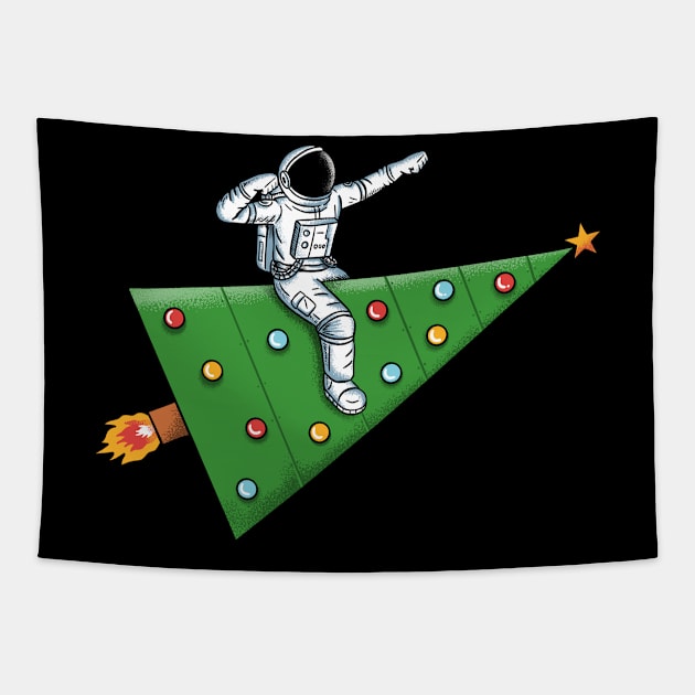 Space rocket christmas Tapestry by coffeeman